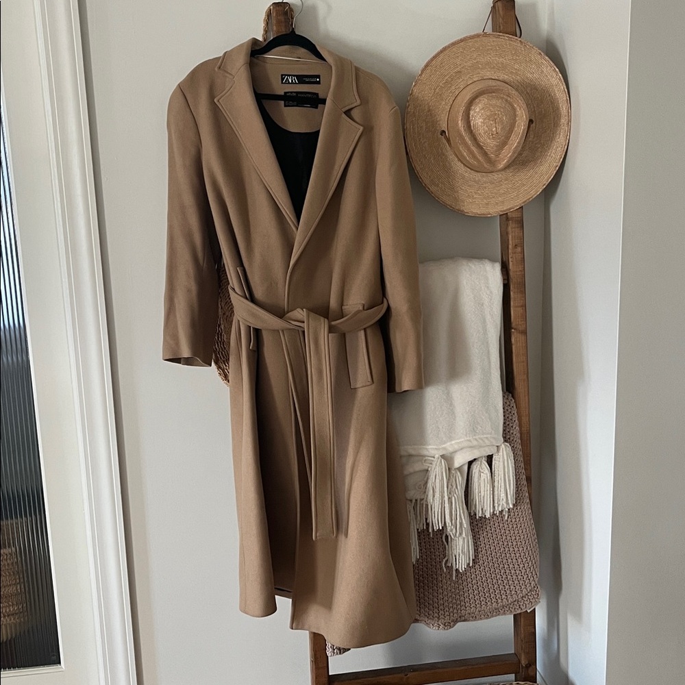 ZARA x Manteco Wool Wrap Coat (Camel/Tan)